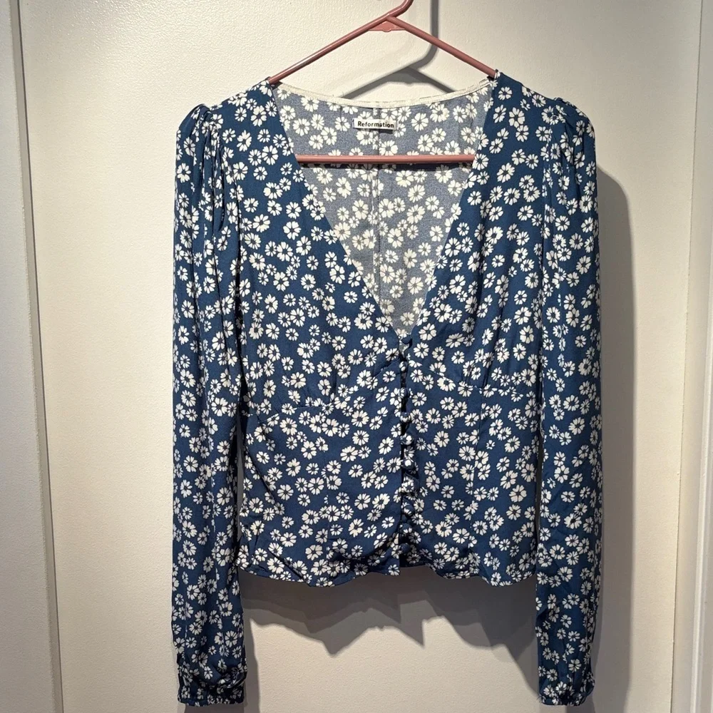 Reformation Nell Floral Button Front Top